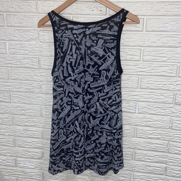 Lauren Moshi Lily Guns Patterned Swing Tank Size M SUPER RARE Black & White - Picture 6 of 7